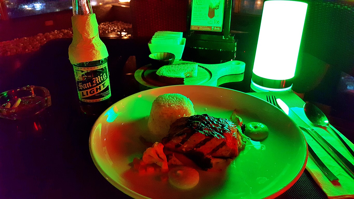 Grilled Norwegian Salmon from Highlights Lounge at the roof deck of Harold's Hotel Cebu