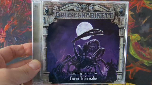 Hörspiel "Furia Infernalis" von Ludwig Bechstein auf CD vor "höllisch"-gemalten Hintergrund