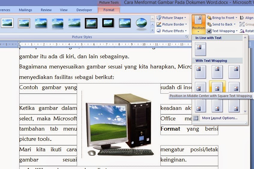 Pondok Microsoft Office: Cara Mengatur Posisi Gambar Dalam 