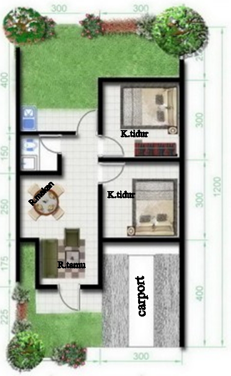 24+ Denah Rumah Minimalis 2 Kamar Type 36 , Untuk Mempercantik Ruangan