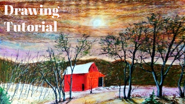A Beautiful Scenery Drawing with Oil Pastel -Beautiful Nature - Drawing Tutorial - Oil Pastel Drawing