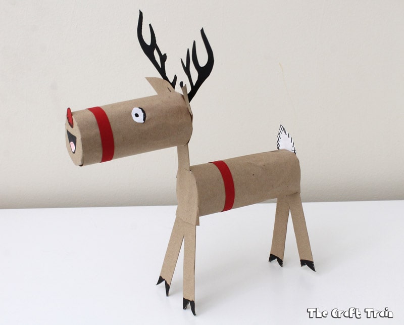 standing toilet paper roll reindeer.