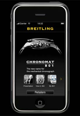 application iPhone montre Breitling Chronomat B01