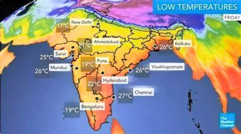 India’s weather map showing higher minimum temperatures in November due to El Nino