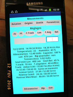 Prototype tracker solaire arduino liaison série bluetooth android