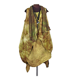 desert dress with long linen vest, scarf and necklaces from secret lentil