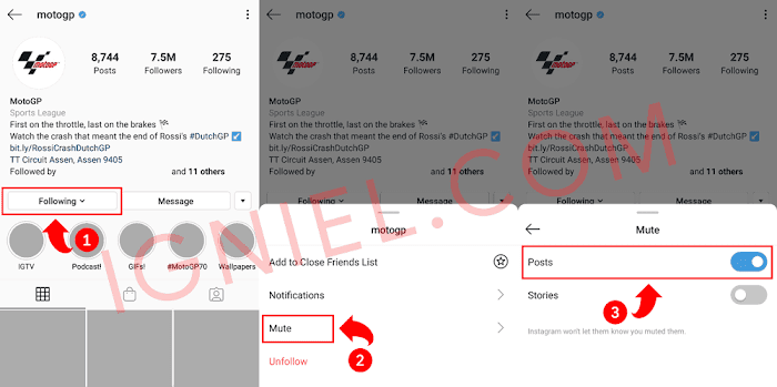 Mute IG Posts From People Profiles