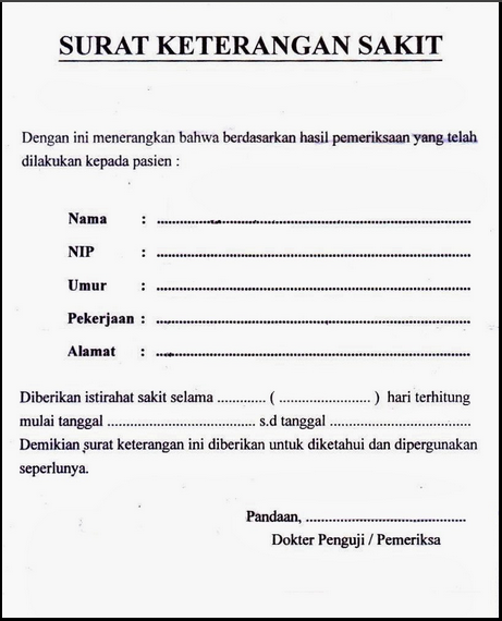 Kumpulan Surat: Contoh Surat Izin Sakit Mirip Dengan Surat 