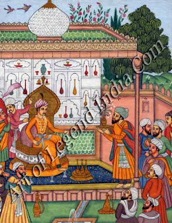 Ruler enthroned in a pavilion