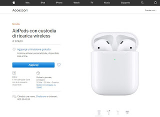 Apple:disponibili le nuove AirPods 2