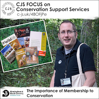 a smiling person looking at the camera with an inset image of leaflets. Text reads: The importance of membership to conservation