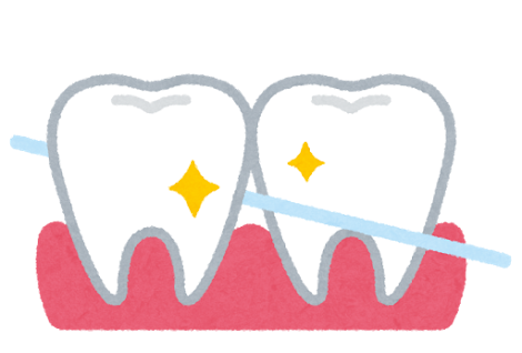 フロスで綺麗になった歯間のイラスト