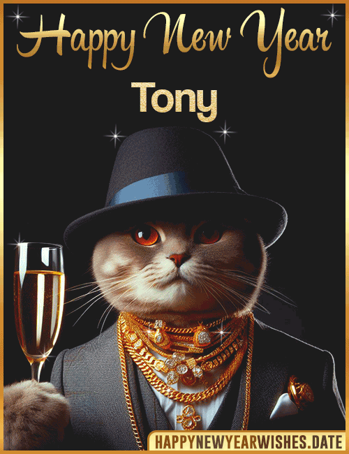 Happy New Year Cat Funny Gif Tony