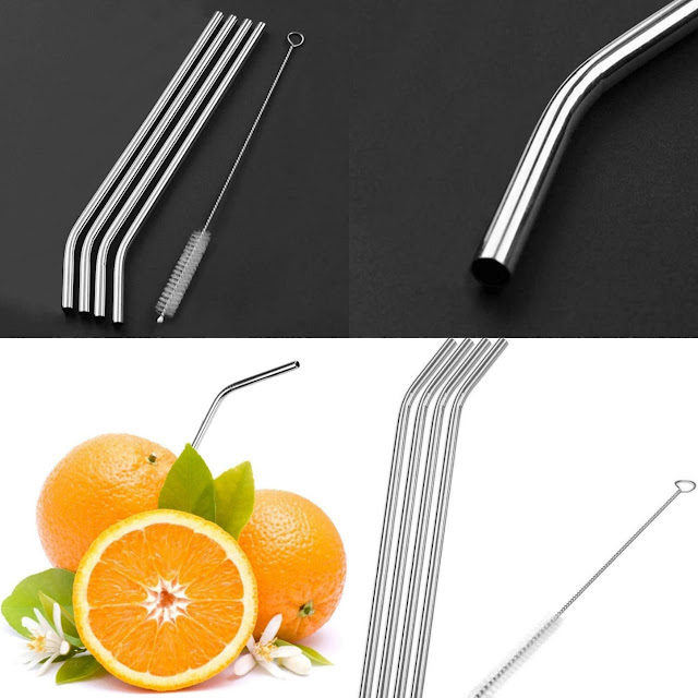 [4 pcs] Steel Straw with a straw cleaner