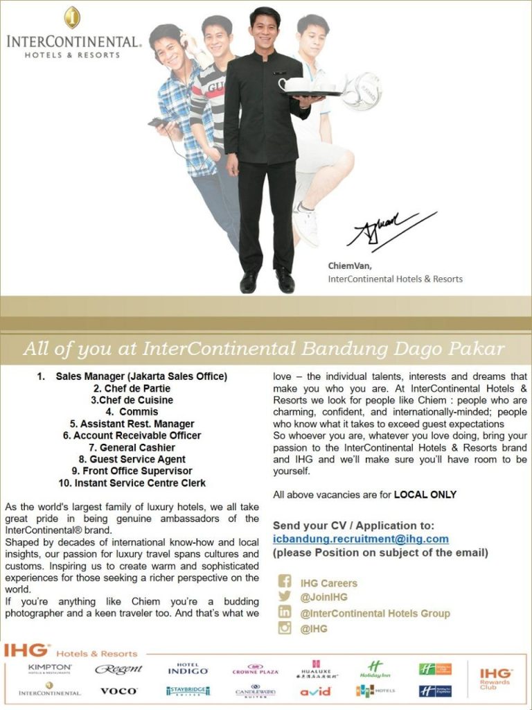 Apply Now Intercontinental Bandung Dago Pakar Hotelier