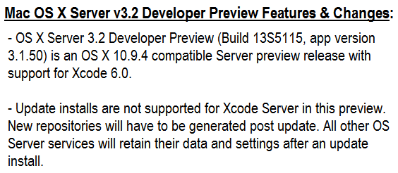 Mac OS X Server 3.2 Developer Preview Features and Changes