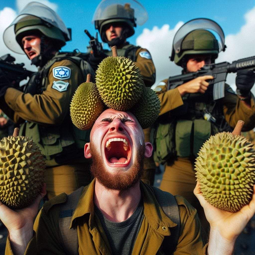 Kumpulan Meme Pasukan Tentara I5r4eL Lebay dan Alay Memegang Durian Part 1