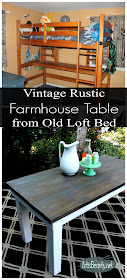vintage rustic farmhouse table from old loft bed build it yourself diy karin chudy recycled upcycled lumber fixer upper 