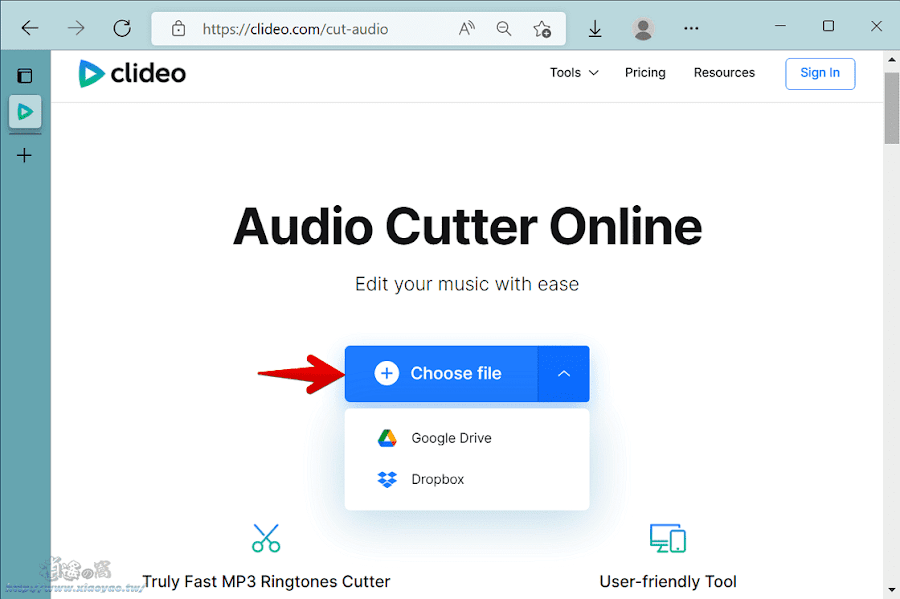 Clideo Audio Cutter 線上音訊剪輯工具，支援影片轉 MP3 進行裁切