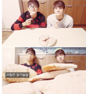 BTS 2012 predebut. BTS eating chicken breast