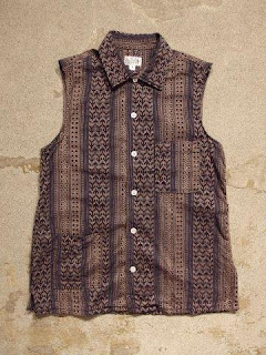 FWK by Engineered Garments "Camp Shirt in Khaki/Navy Multi St. Jacquard"