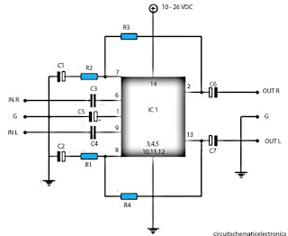 Schematic power amplifier with ic LM377