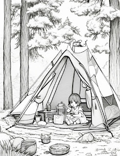 cute little girl in summer camp alone