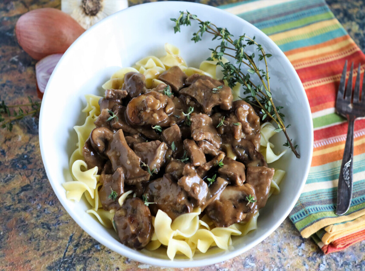 Steak Tips With Peppered Mushroom Gravy