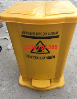 thùng đựng rác thải đạp chân 15 lít màu vàng