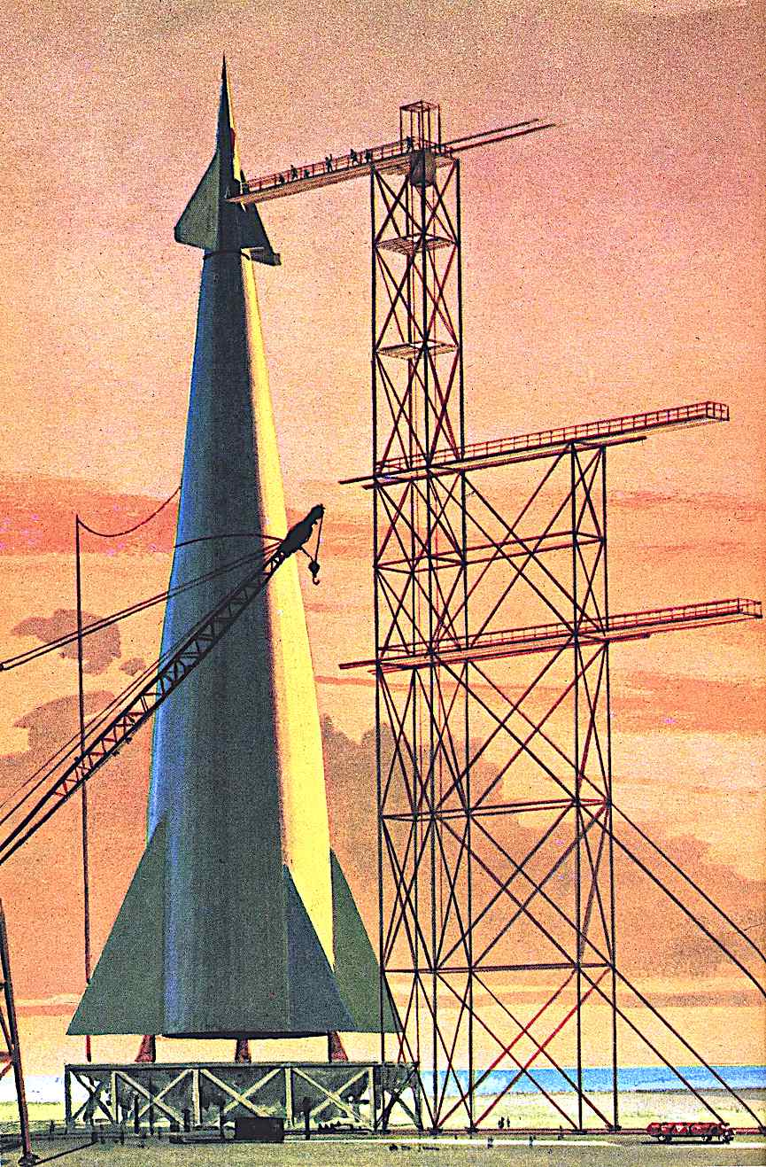 a John Polgreen children's book illustration of a rocket on a launch pad