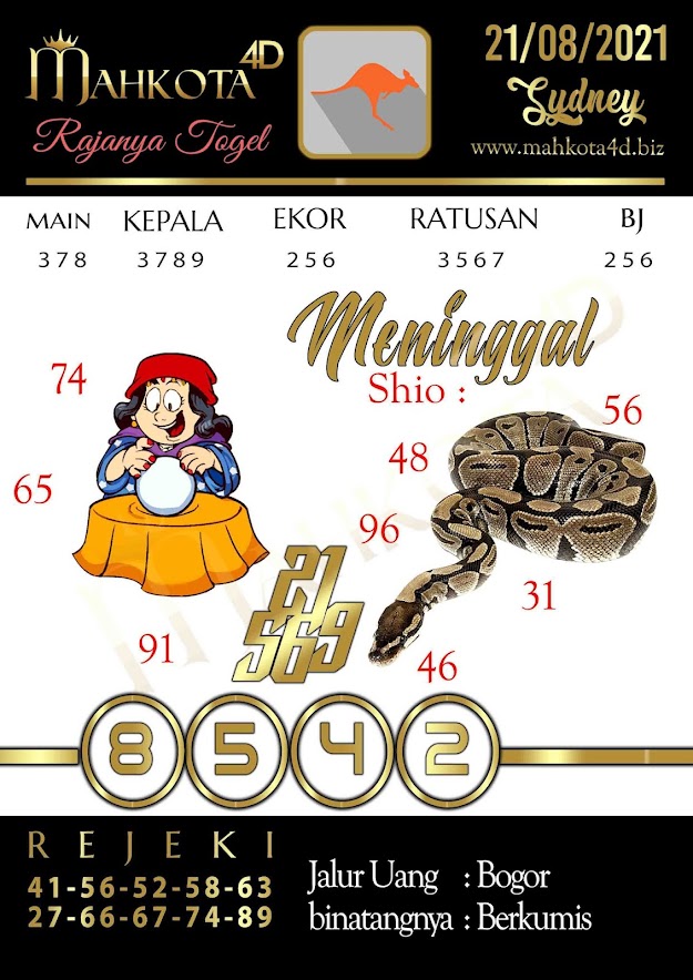 Syair Prediksi Togel Sydney - SDY Sabtu, 21 - Agustus - 2021