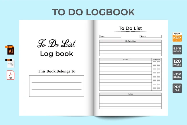 To Do List Log Book KDP Interior Vector free download