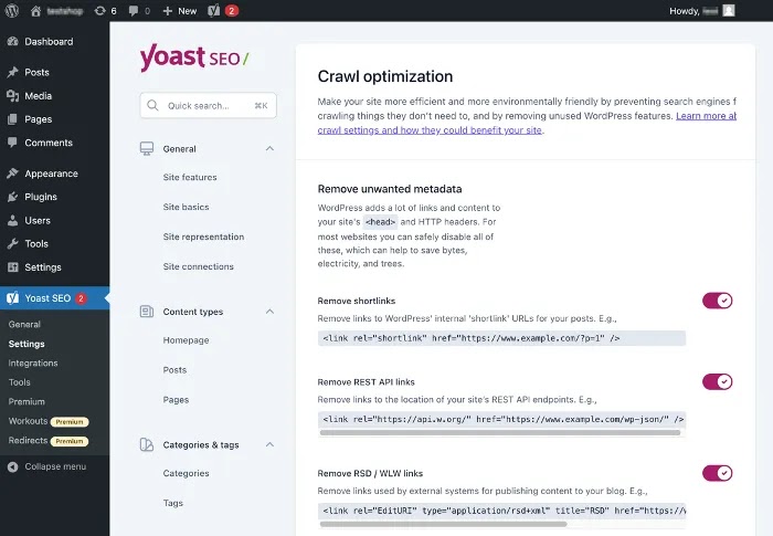 Yoast SEO Premium has extra crawl optimization options.