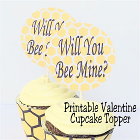 Turn regular cupcakes into something amazing for your Valentine party with some printable valentine cupcake toppers. This "Will You Bee Mine" topper is a simple and fun way to add a little bit of fun to your dessert table.