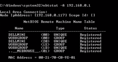 nbtstat -A command