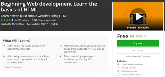[100% Off] Beginning Web development Learn the basics of HTML| Worth 95$