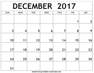 Free Printable Calendar December 2017