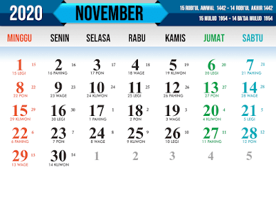 Contoh Kalender tahun 2020