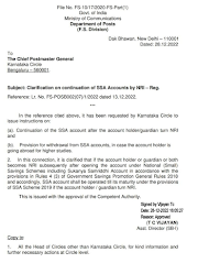 Clarification on continuation of SSA accounts by NRI