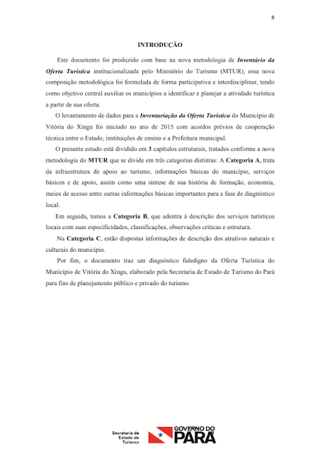INVENTÁRIO DA OFERTA TURÍSTICA DO MUNICÍPIO DE VITÓRIA DO XINGU - 2015 - Pará - Brasil