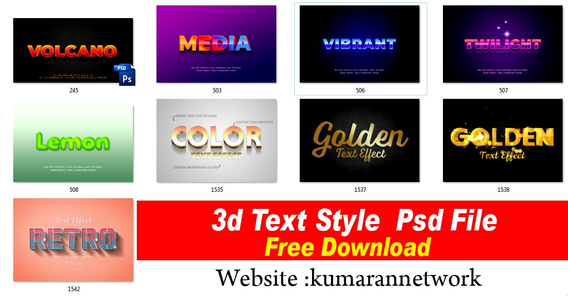 Download 3d Text Style Psd File Free Download - Kumaran Network