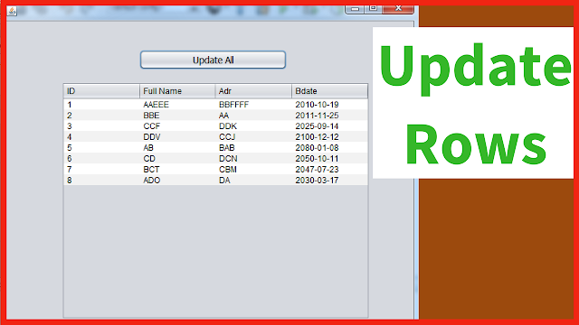update mysql data using jtable in java