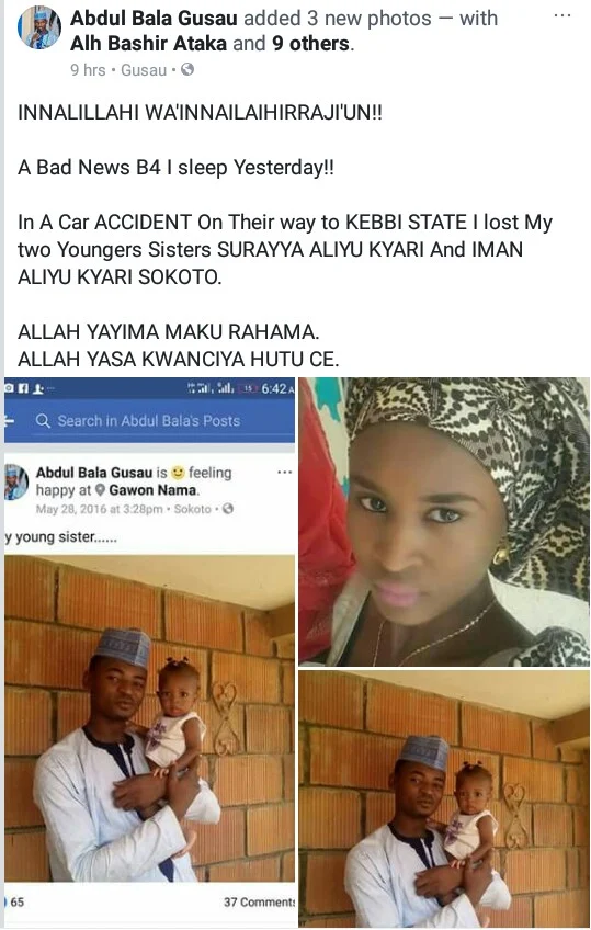  Photos: Beautiful 300L student of Sokoto State University and her baby sister killed in accident on their way to Kebbi State