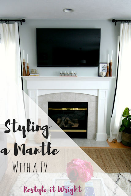 how to style a mantle with a television above. Some minimalist options as well as candles and many decor ideas.