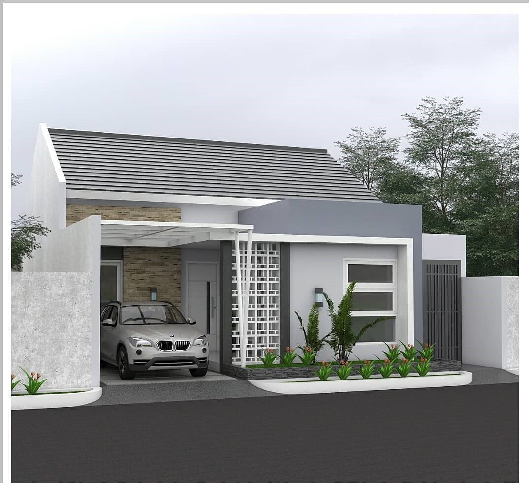 Desain Dan Denah Rumah Tema Abu Putih Dengan Ukuran 9 X 11 M