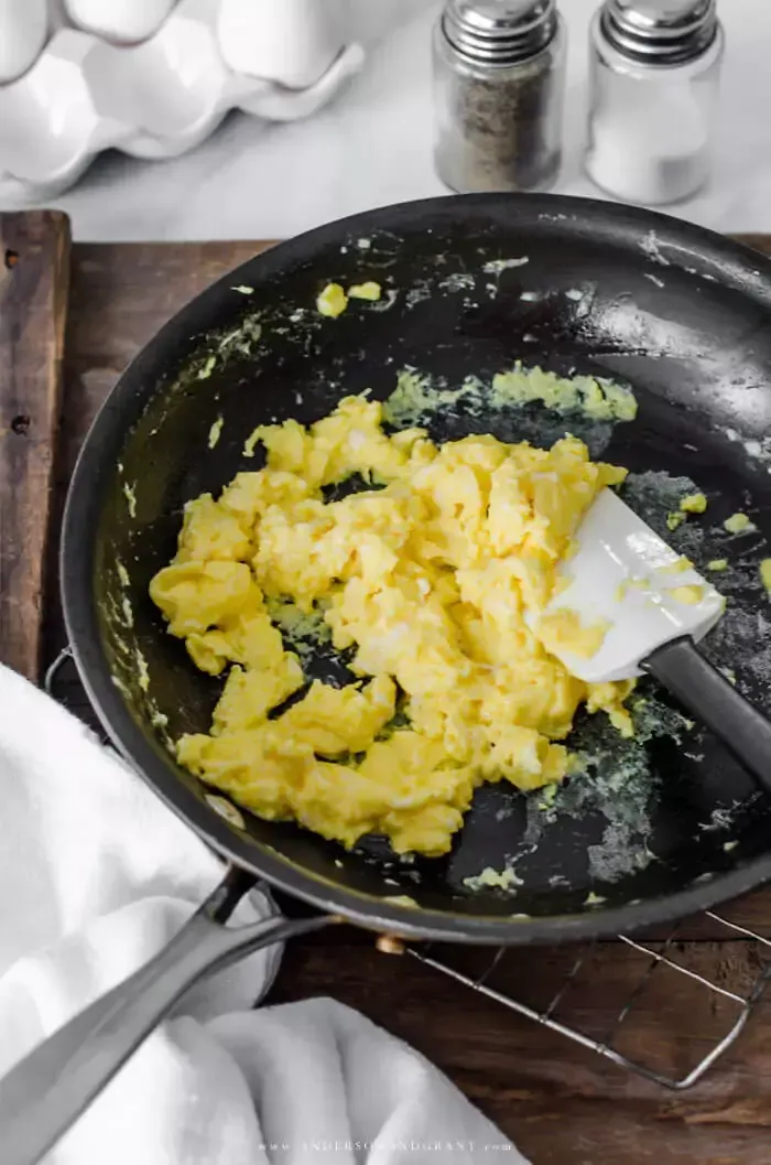 Scrambled eggs in nonstick pan