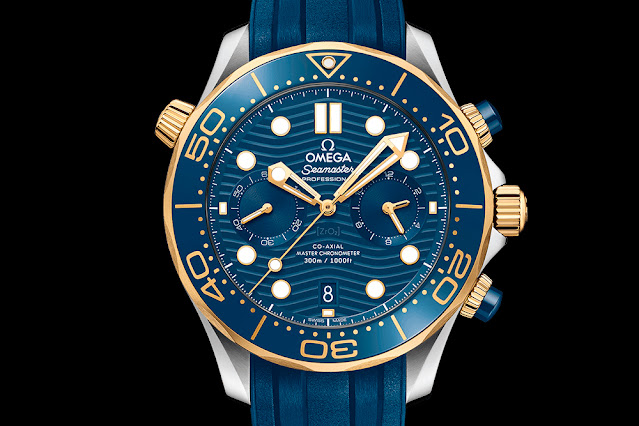 Omega Seamaster Diver 300m Co-axial Master Chronometer yellow gold chronograph on rubber strap 210.22.44.51.03.001