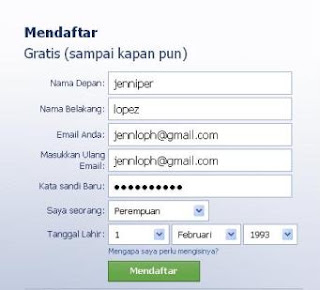 cara mendaftar facebook