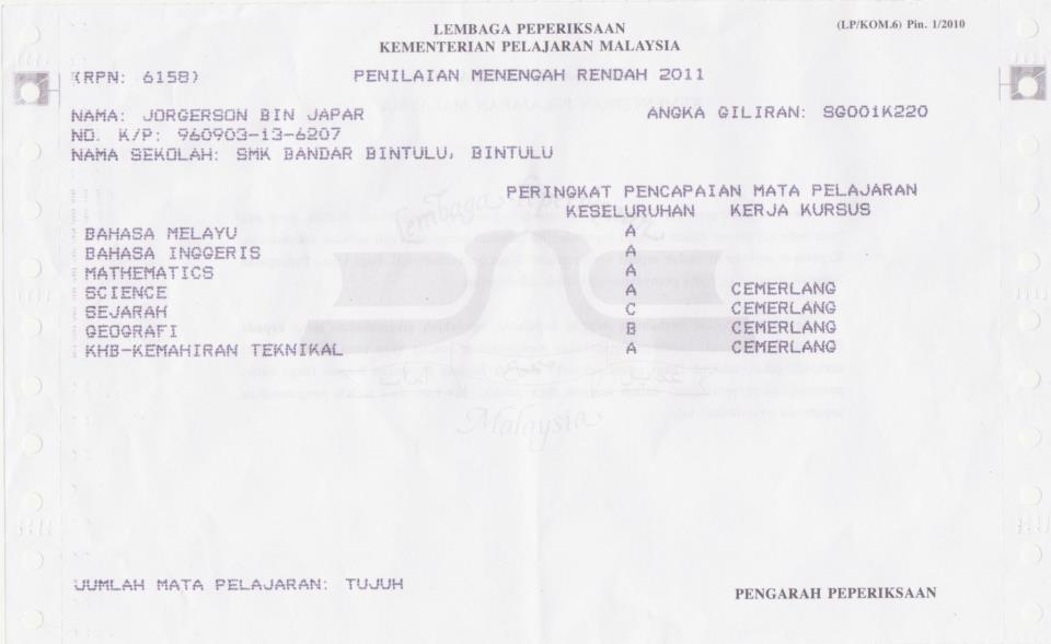 Diary Of My Life My Pmr Result 2011