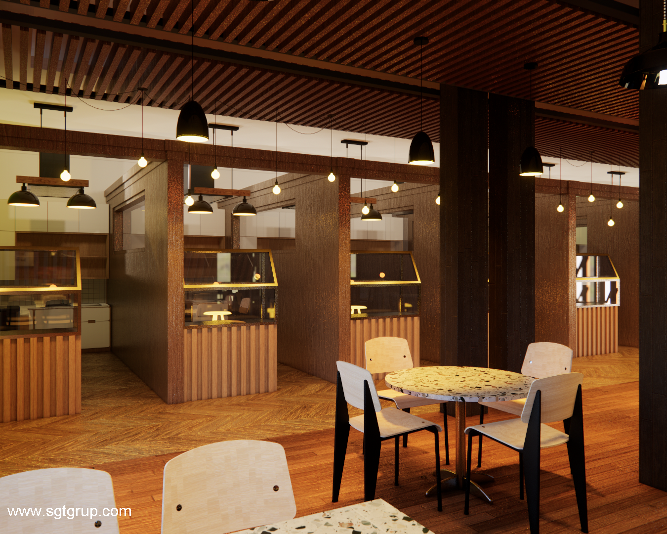 Desain Interior Cafe ada Lampu Gantung  (2)